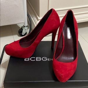 BRAND NEW BCBG Red Suede Heels